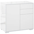 High Gloss Frame Sideboard, Push-Open Design with 2 Doors, Living Room & Bedroom Cabinet, White