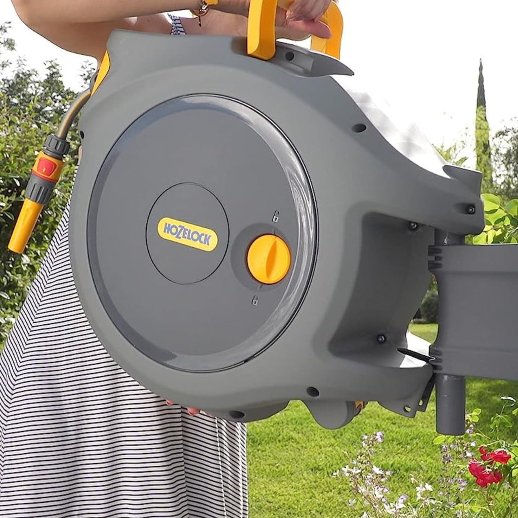 40m Wall Mounted Auto Retractable Garden Hose Reel with 180° Pivot