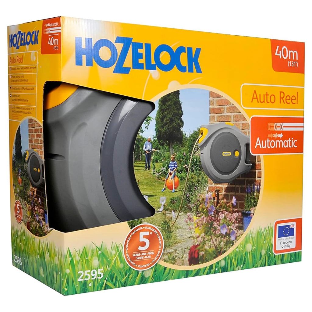 40m Wall Mounted Auto Retractable Garden Hose Reel with 180° Pivot
