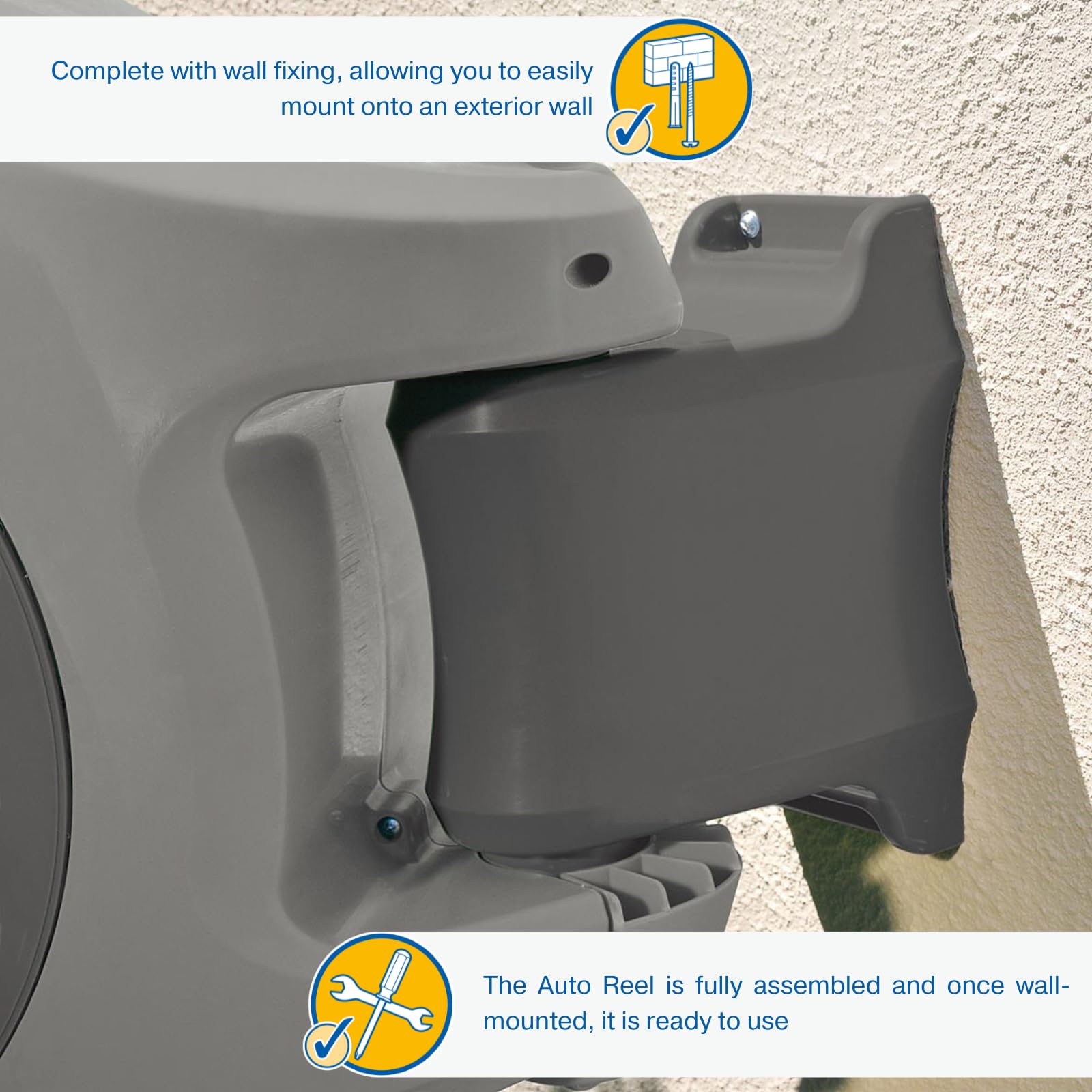 40m Wall Mounted Auto Retractable Garden Hose Reel with 180° Pivot