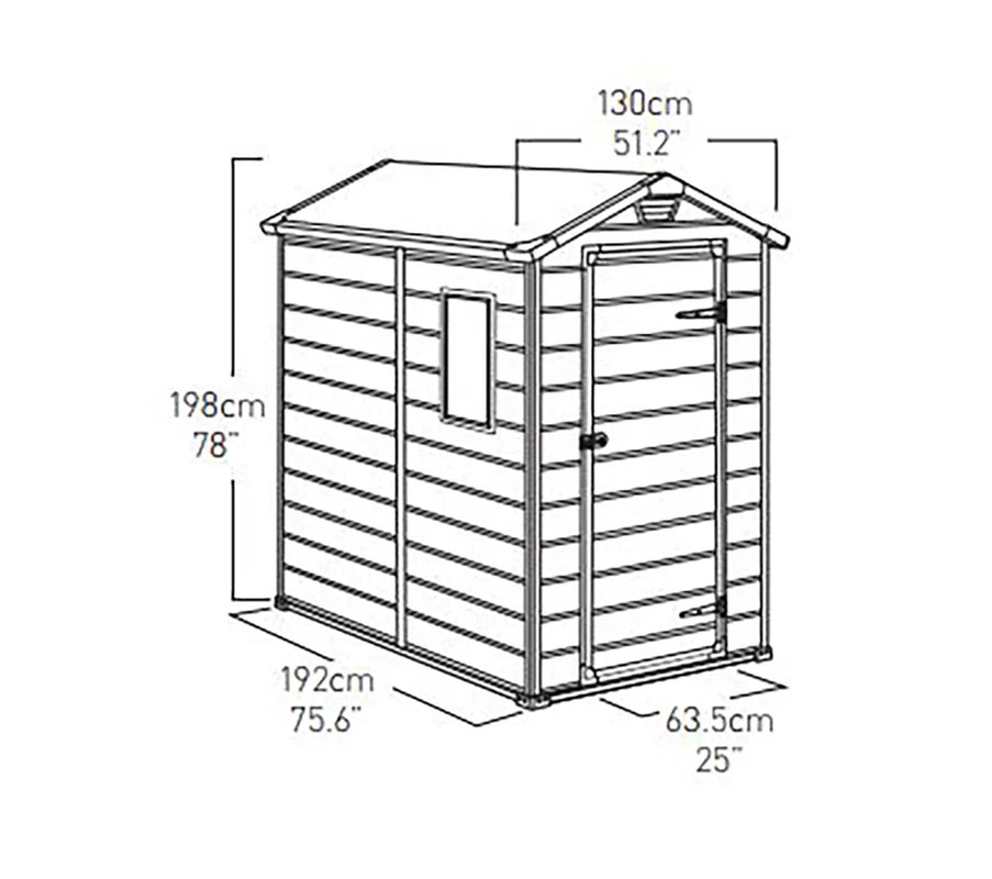 4x6 Resin Garden Storage Shed with Window & Ventilation, Weather-Resistant, Lockable Door - Grey